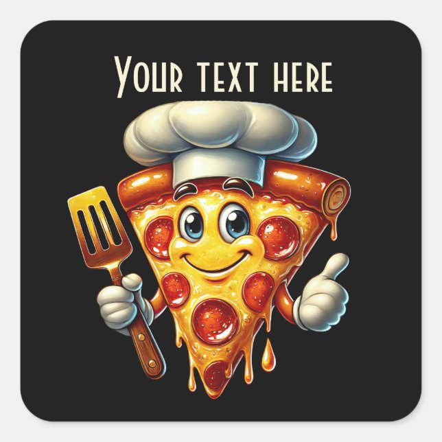 Cool pizza party lovers add text  square sticker (Front)