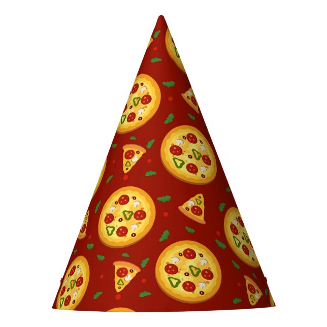 cool pizza party pattern Paper Party Hat (Front)