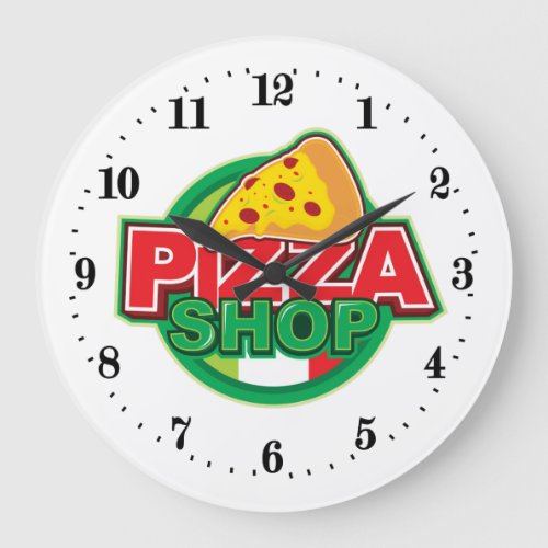 cool pizza shop word art large clock