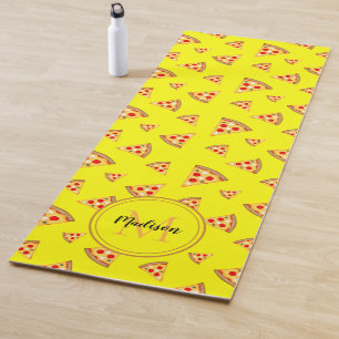 Cool pizza slices pattern Monogram neon yellow Yoga Mat