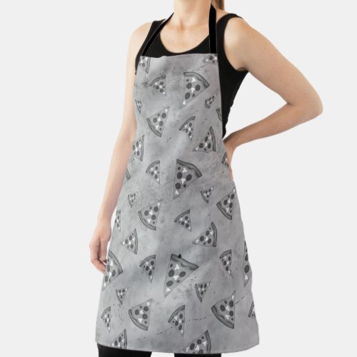 Cool pizza slices vintage black white gray pattern apron
