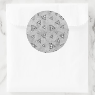 Cool pizza slices vintage black white gray pattern classic round sticker