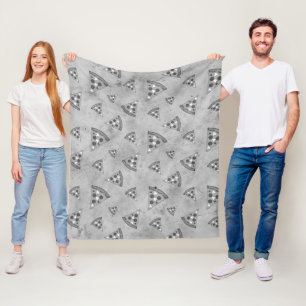 Cool pizza slices vintage black white gray pattern fleece blanket