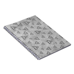 Cool pizza slices vintage black white gray pattern notebook