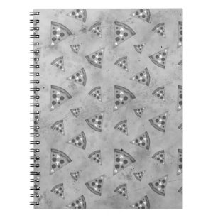 Cool pizza slices vintage black white gray pattern notebook