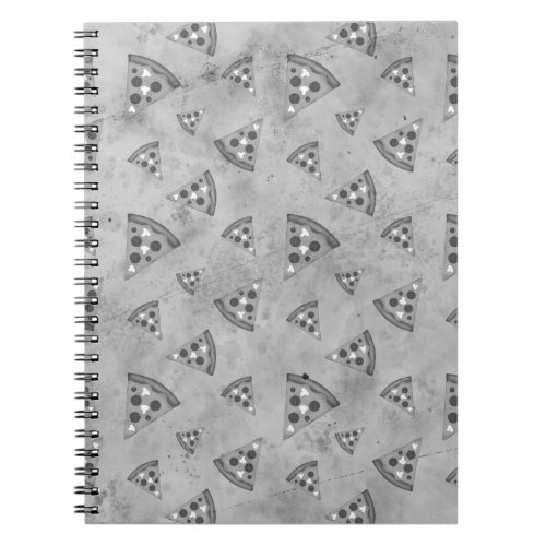 Cool pizza slices vintage black white gray pattern notebook