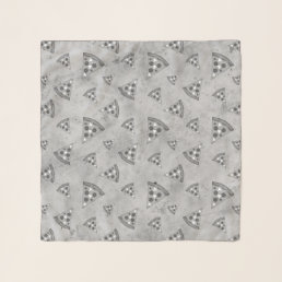 Cool pizza slices vintage black white gray pattern scarf
