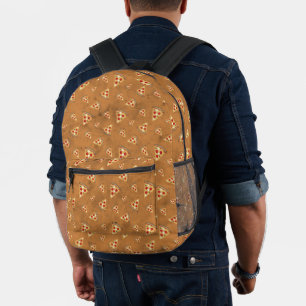 Cool pizza slices vintage brown pattern printed backpack