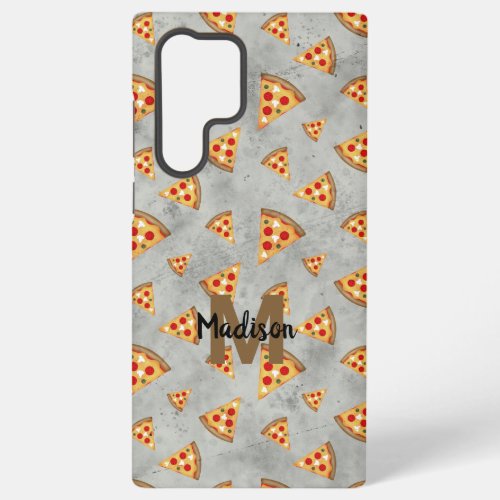 Cool pizza slices vintage gray pattern Monogram Samsung Galaxy S22 Ultra Case