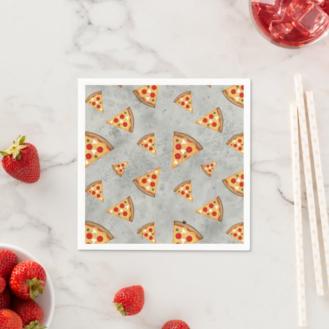 Cool pizza slices vintage gray pattern napkins (Insitu)