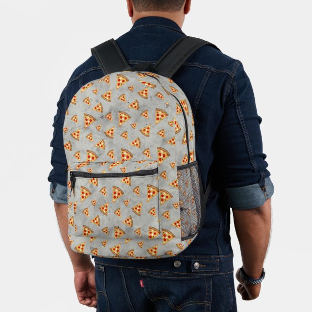Cool pizza slices vintage gray pattern printed backpack (Insitu (Model))