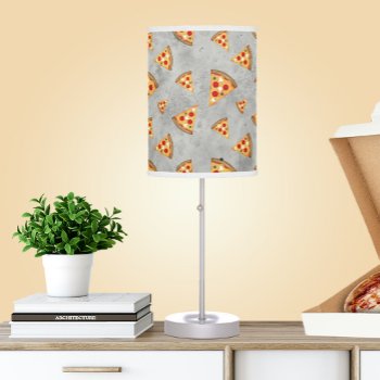 Cool Pizza Slices Vintage Gray Pattern Table Lamp by PLdesign at Zazzle