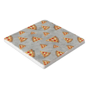 Cool pizza slices vintage gray pattern trivet