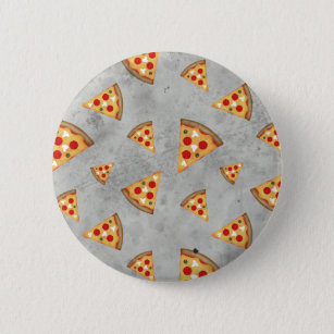 Cool pizza slices vintage grey pattern button