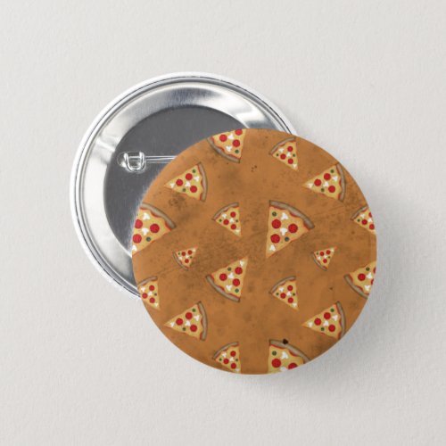Cool pizza slices vintage orange brown pattern button