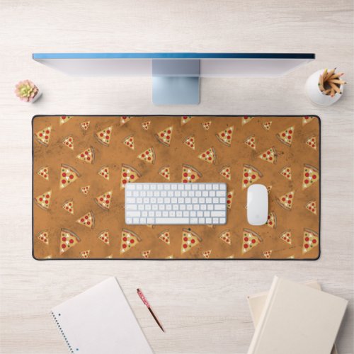 Cool pizza slices vintage orange brown pattern desk mat