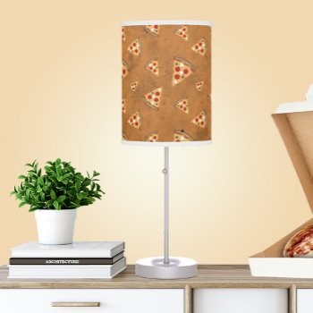Cool Pizza Slices Vintage Orange Brown Pattern Table Lamp by PLdesign at Zazzle