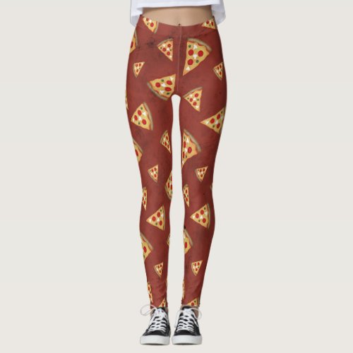 Cool pizza slices vintage red pattern leggings