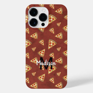 Cool pizza slices vintage red pattern Monogram iPhone 14 Pro Max Case