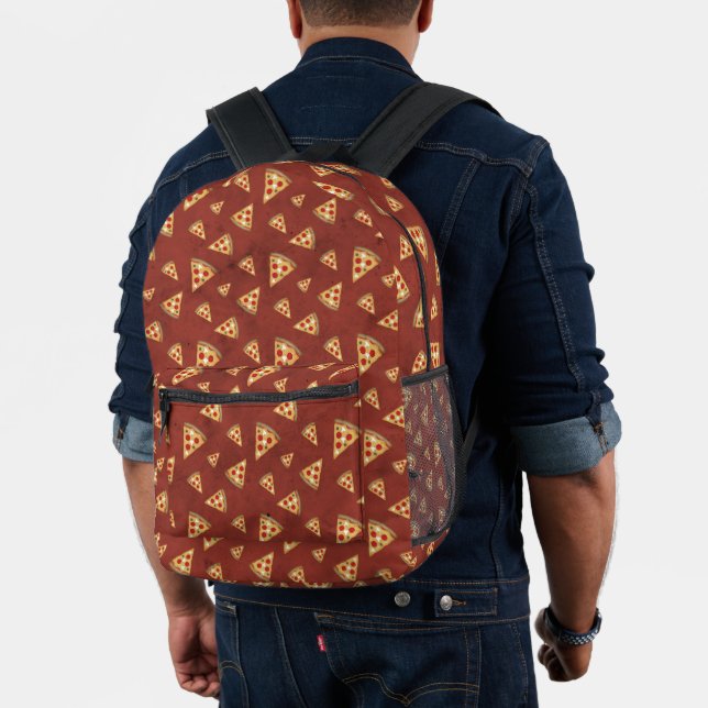 Cool pizza slices vintage red pattern printed backpack (Insitu (Model))