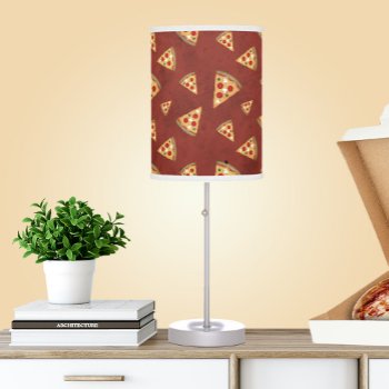 Cool Pizza Slices Vintage Red Pattern Table Lamp by PLdesign at Zazzle