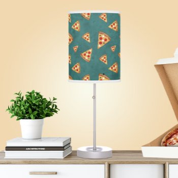 Cool Pizza Slices Vintage Teal Green Pattern Table Lamp by PLdesign at Zazzle