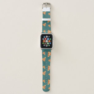 Cool pizza slices vintage teal pattern apple watch band