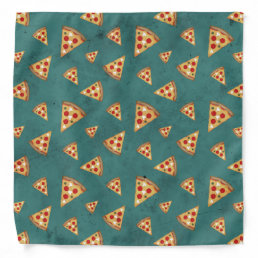 Cool pizza slices vintage teal pattern bandana