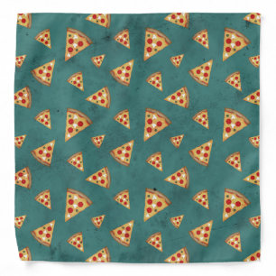 Cool pizza slices vintage teal pattern bandana
