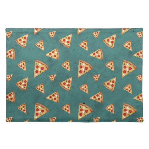 Cool pizza slices vintage teal pattern cloth placemat