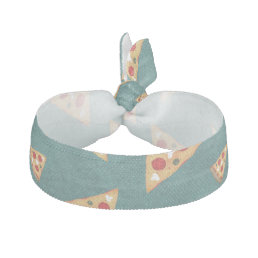 Cool pizza slices vintage teal pattern elastic hair tie