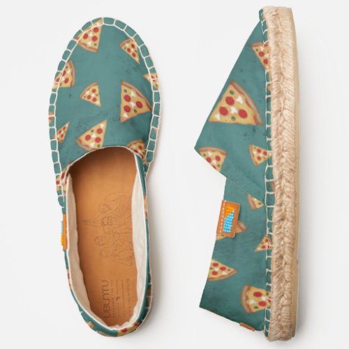 Cool pizza slices vintage teal pattern espadrilles