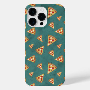 Cool pizza slices vintage teal pattern iPhone 14 pro max case