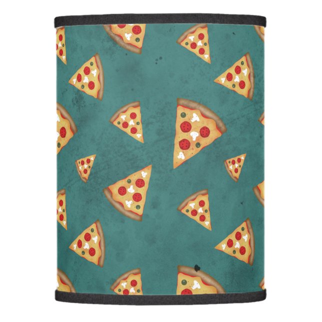 Cool pizza slices vintage teal pattern lamp shade (Front)