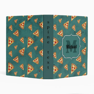 Cool pizza slices vintage teal pattern Monogram 3  Mini Binder