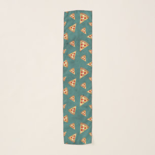 Cool pizza slices vintage teal pattern scarf