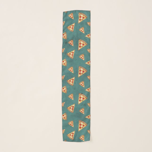 Cool pizza slices vintage teal pattern scarf (Front)