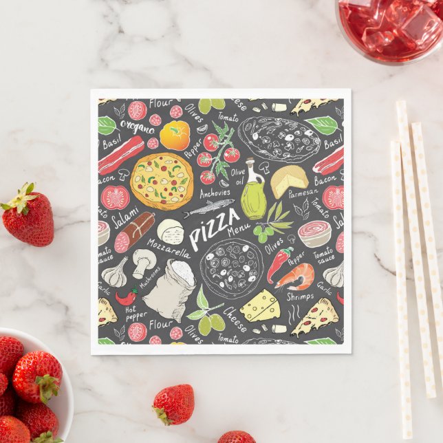cool pizza tiled party pattern napkins (Insitu)