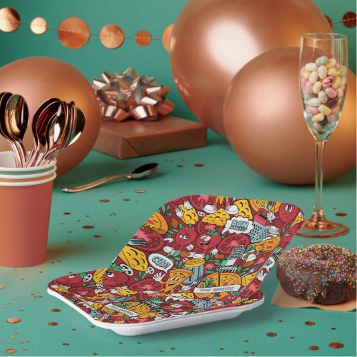 cool pizza tiled party pattern  paper plates