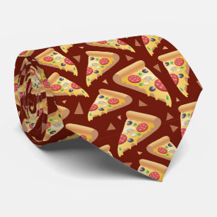 cool pizza tiled pattern neck tie