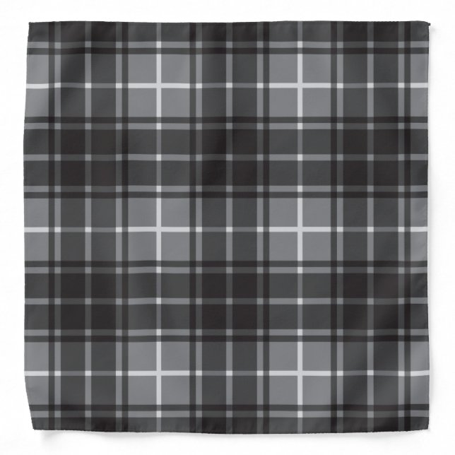 Cool Plaid Grey Tarten Pattern Bandana (Front)