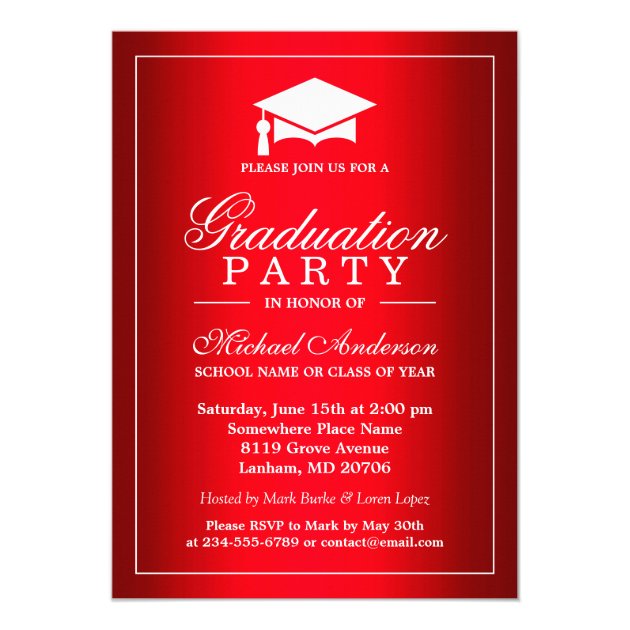 Cool Plain Red Gradient Look Graduate Graduation Invitation