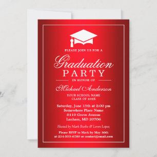 Cool Plain Red Gradient Look Graduate Graduation Invitation