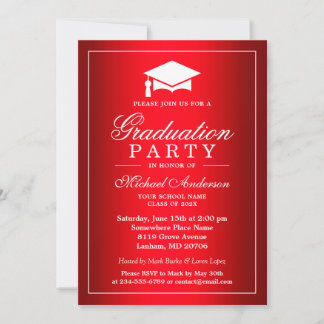 Cool Plain Red Gradient Look Graduate Graduation Invitation