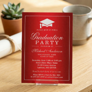 Cool Plain Red Gradient Look Graduate Graduation Invitation