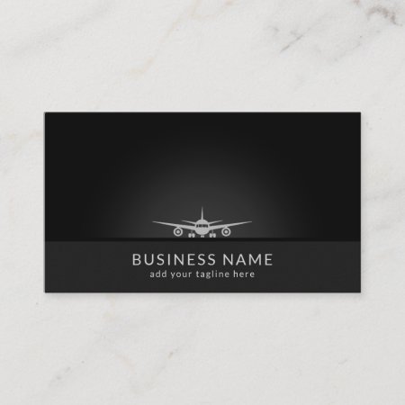 Cool Plane Silhouette Landing On Tarmac Aviation Business Card