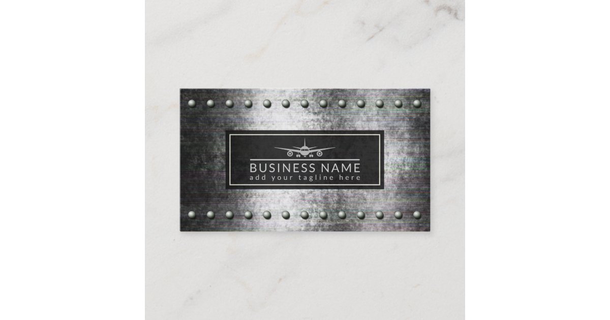 Cool Plane Silhouette Rough Steel Rivets Aviation Business Card Zazzle Com