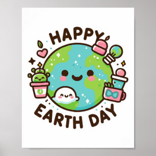 Cool Planet Earth Day Birthday Saying Happy Earth Poster