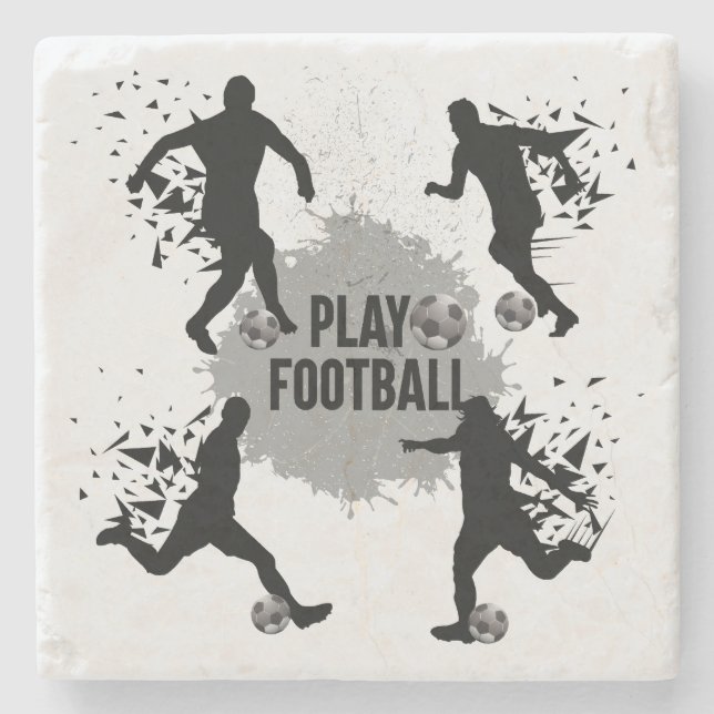 Cool Play Football Silhouettes Stone Coaster (Front)