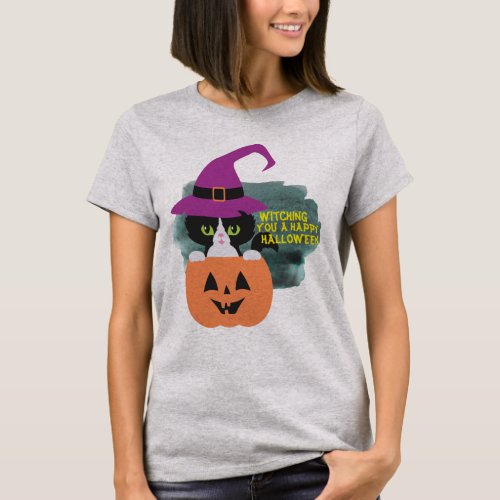 Cool Play on Words Halloween Witch Black Cat T_Shirt